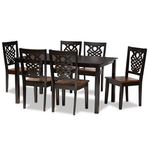 Baxton Studio Luisa Two-Tone Brown Finished Wood 7-Piece Dining Set
