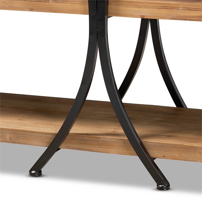Baxton Studio Terrell Brown Finished Wood and Black Finished Metal Console Table