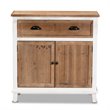 Baxton Studio Glynn White and Oak Brown Finished Wood 2-Door Storage Cabinet