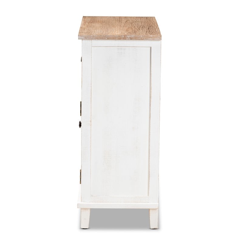Baxton Studio Glynn White and Oak Brown Finished Wood 2-Door Storage Cabinet