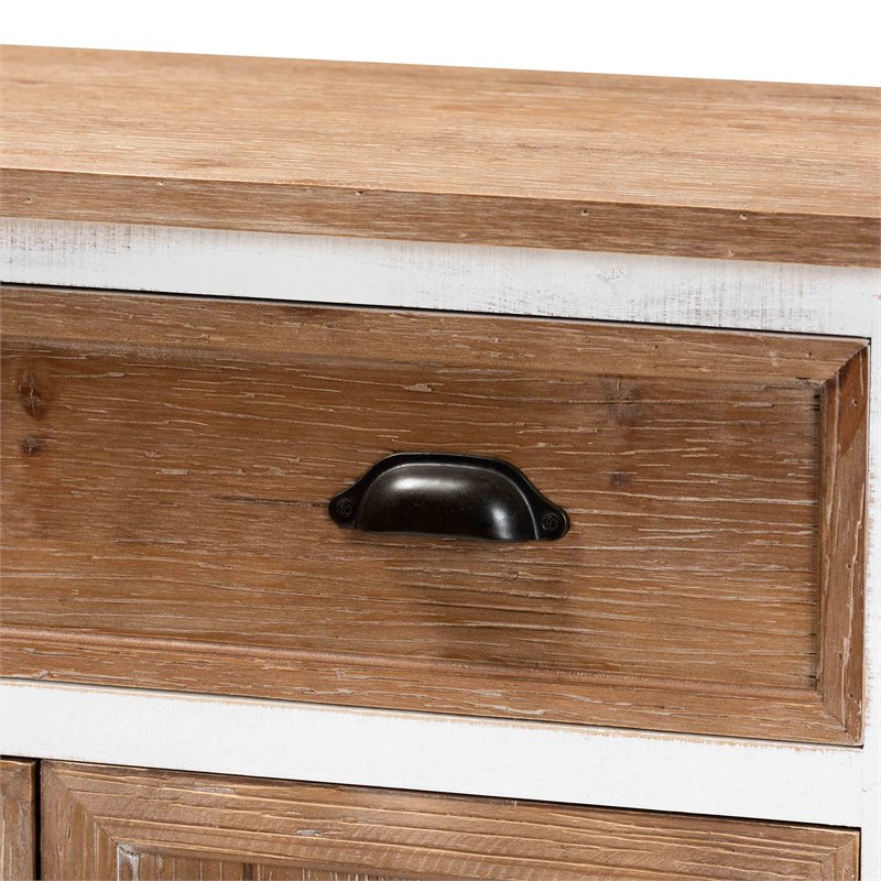Baxton Studio Glynn White and Oak Brown Finished Wood 2-Door Storage Cabinet