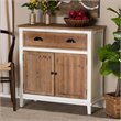 Baxton Studio Glynn White and Oak Brown Finished Wood 2-Door Storage Cabinet