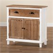 Baxton Studio Glynn White and Oak Brown Finished Wood 2-Door Storage Cabinet