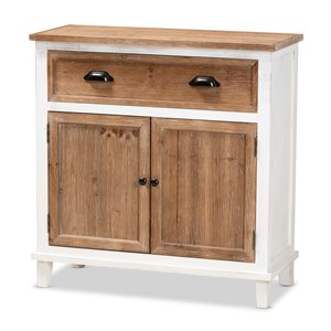 baxton studio glynn white and oak brown finished wood 2-door storage cabinet