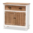 Baxton Studio Glynn White and Oak Brown Finished Wood 2-Door Storage Cabinet