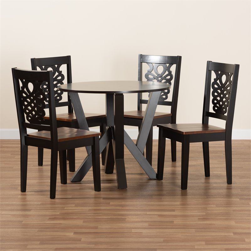 Baxton Studio Valda Two-Tone Brown Finished Wood 5-Piece Dining Set