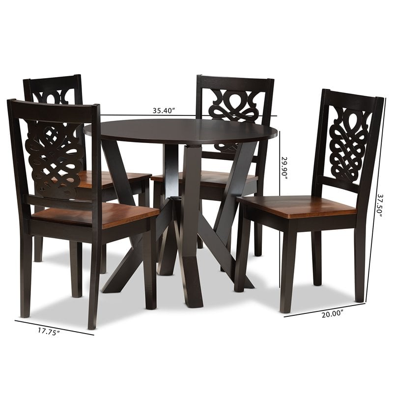 Baxton Studio Valda Two-Tone Brown Finished Wood 5-Piece Dining Set