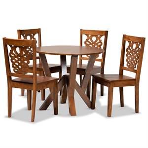 Baxton Studio Valda Walnut Brown Finished Wood 5-Piece Dining Set