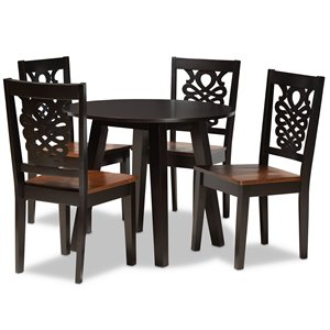 Baxton Studio Mina Two-Tone Brown Finished Wood 5-Piece Dining Set