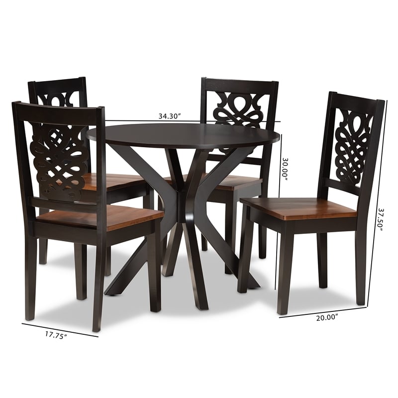 Baxton Studio Liese Two-Tone Brown Finished Wood 5-Piece Dining Set