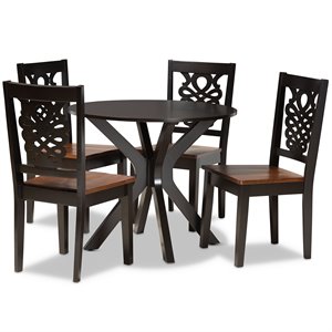 Baxton Studio Liese Two-Tone Brown Finished Wood 5-Piece Dining Set