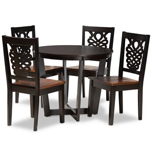 Baxton Studio Salida Two-Tone Brown Finished Wood 5-Piece Dining Set