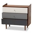 Baxton Studio Halden Brown and Grey Gradient Finished Wood 3-Drawer Chest