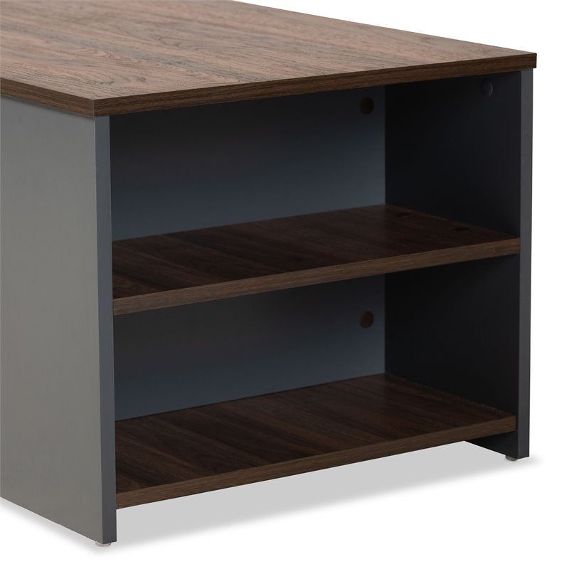 Baxton Studio Thornton Brown and Grey Finished Wood Storage Coffee Table