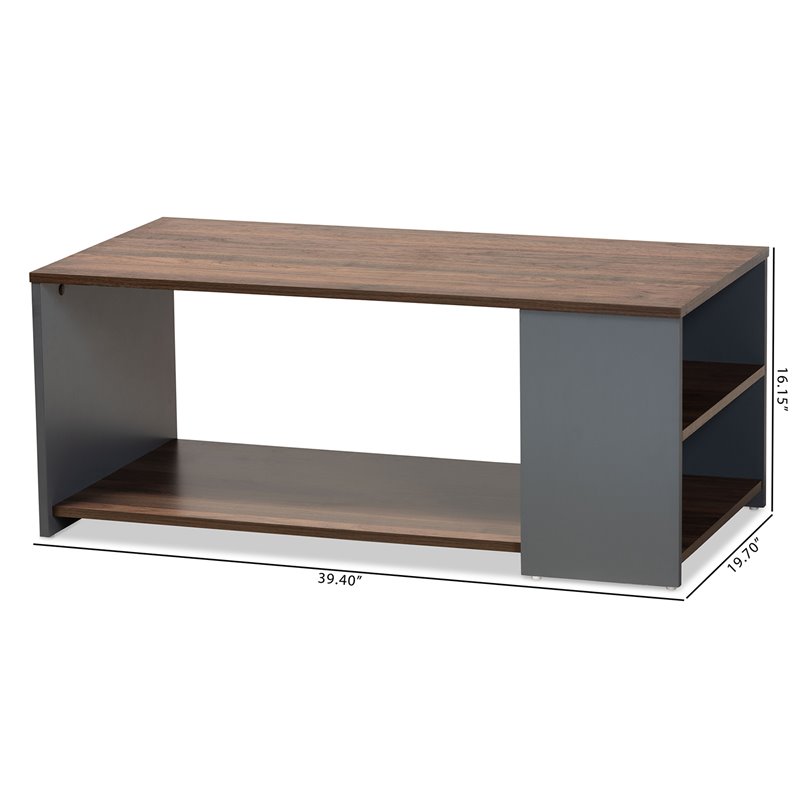 Baxton Studio Thornton Brown and Grey Finished Wood Storage Coffee Table