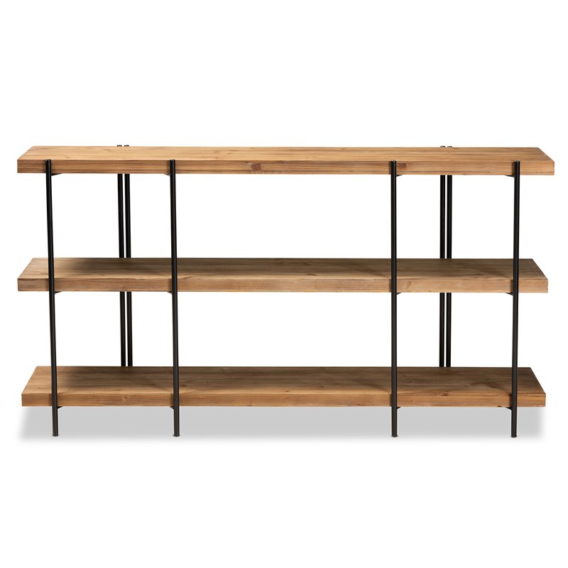 Baxton Studio Tarah and Brown Finished Wood and Black Finished Console Table