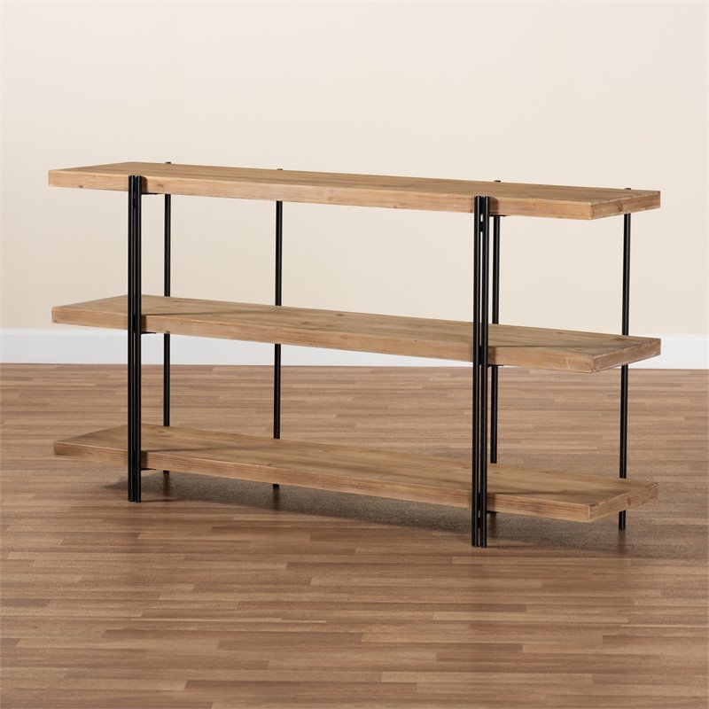 Baxton Studio Tarah and Brown Finished Wood and Black Finished Console Table