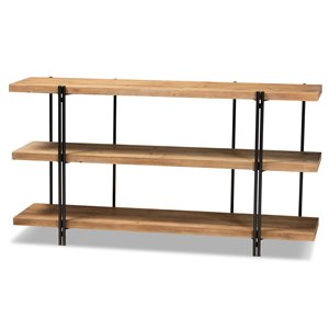 baxton studio tarah and brown finished wood and black finished console table