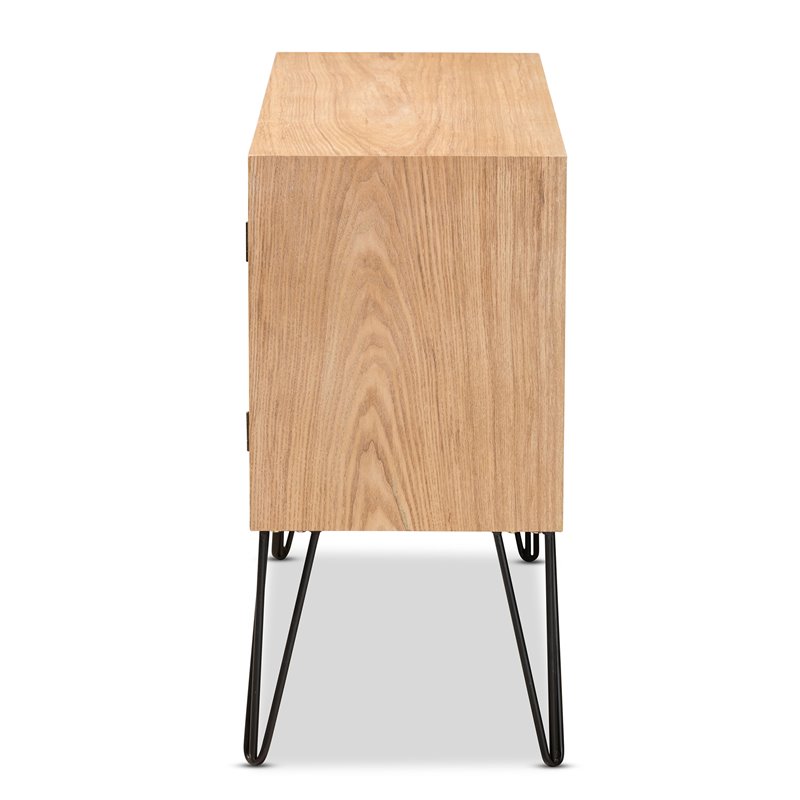 Baxton Studio Denali Brown and Black Finished Wood and Metal Storage Cabinet