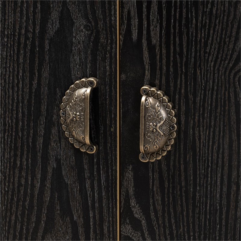 Baxton Studio Denali Brown and Black Finished Wood and Metal Storage Cabinet