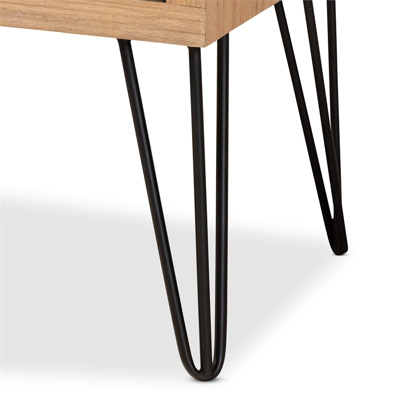 Baxton Studio Denali Brown and Black Finished Wood and Metal Storage Cabinet