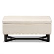 Baxton Studio Beige Velvet and Brown Finished Wood Storage Ottoman