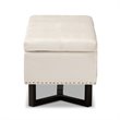 Baxton Studio Beige Velvet and Brown Finished Wood Storage Ottoman