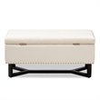 Baxton Studio Beige Velvet and Brown Finished Wood Storage Ottoman