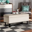 Baxton Studio Beige Velvet and Brown Finished Wood Storage Ottoman