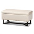 Baxton Studio Beige Velvet and Brown Finished Wood Storage Ottoman