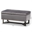 Baxton Studio Grey Velvet and Brown Finished Wood Storage Ottoman