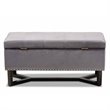 Baxton Studio Grey Velvet and Brown Finished Wood Storage Ottoman