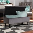 Baxton Studio Grey Velvet and Brown Finished Wood Storage Ottoman