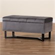 Baxton Studio Grey Velvet and Brown Finished Wood Storage Ottoman