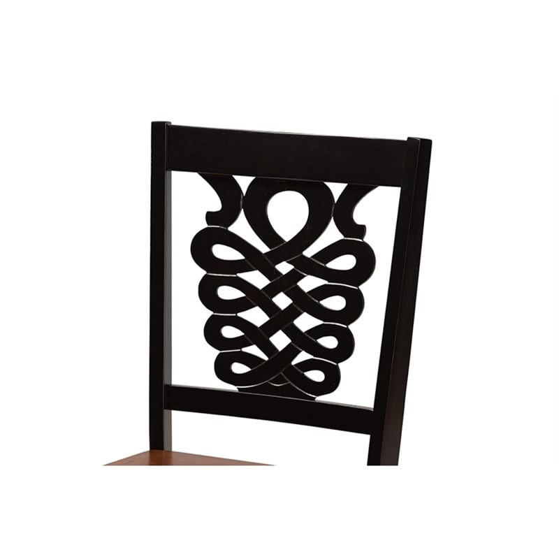Baxton Studio Gervais Wood Dining Chair in Two-Tone Dark Brown/Walnut (Set of 2)