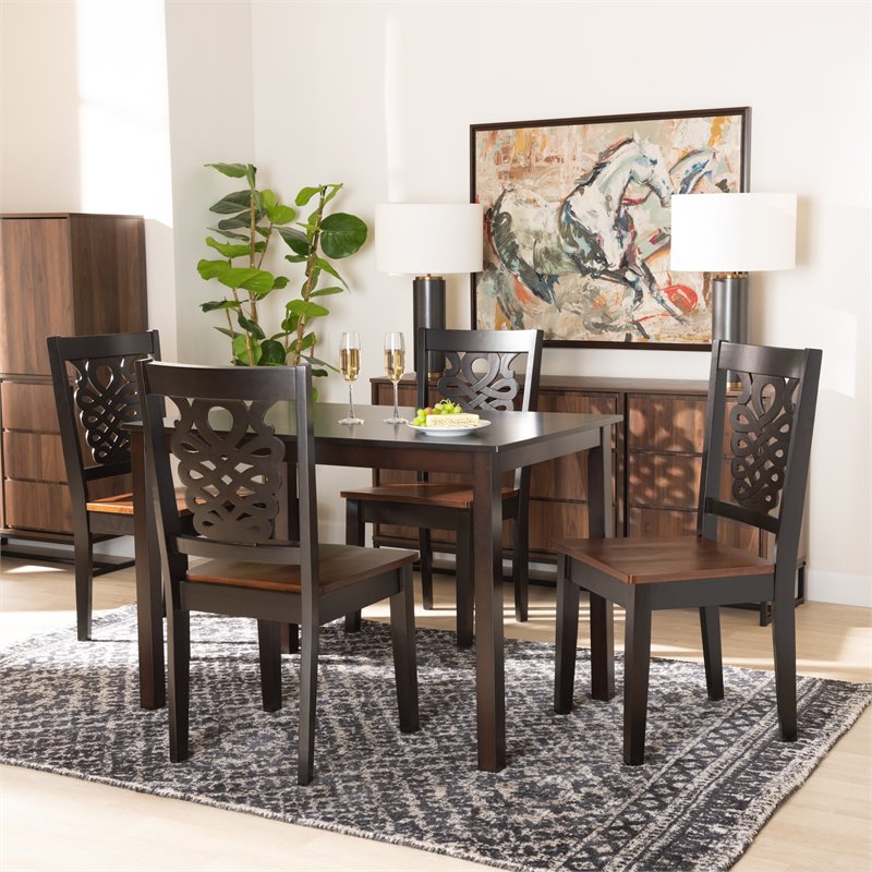 Baxton Studio Luisa Two-Tone Brown Finished Wood 5-Piece Dining Set