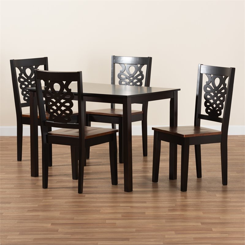 Baxton Studio Luisa Two-Tone Brown Finished Wood 5-Piece Dining Set