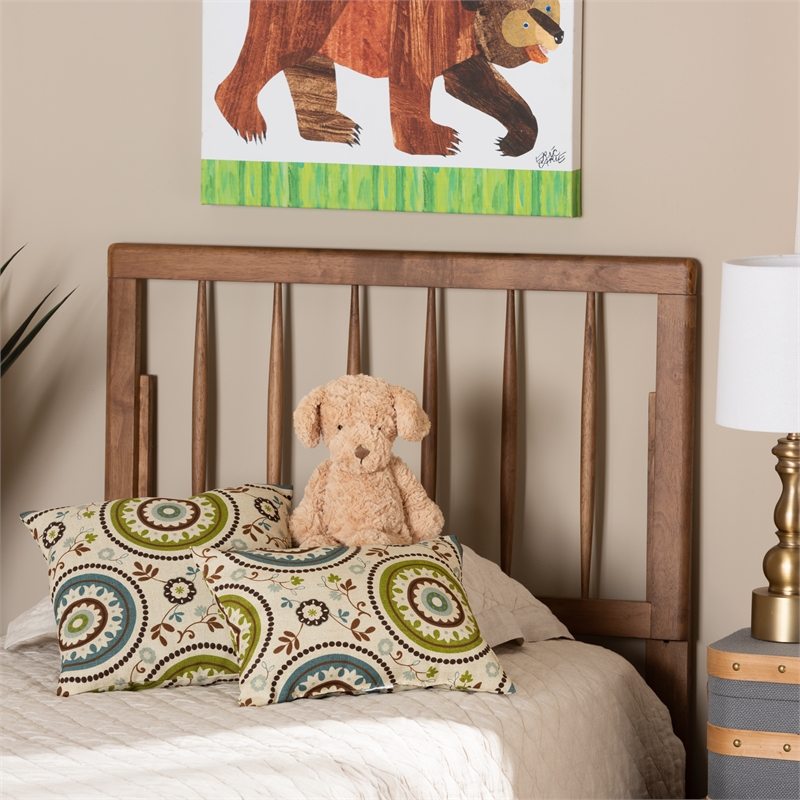 Baxton Studio Valin Ash Walnut Finished Wood Twin Size Headboard