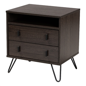 Baxton Studio Glover Brown Finished Metal 2-Drawer Nightstand