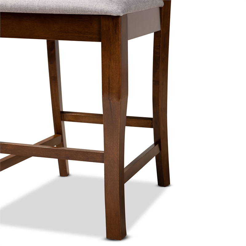 Baxton Studio Nisa Grey and Brown Finished Wood 2-Piece Counter Stool Set
