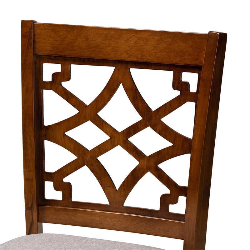 Baxton Studio Nisa Grey and Brown Finished Wood 2-Piece Counter Stool Set