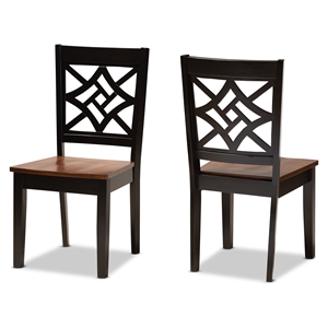 Baxton Studio Nicolette Dark Brown Finished Wood 2-Piece Dining Chair Set