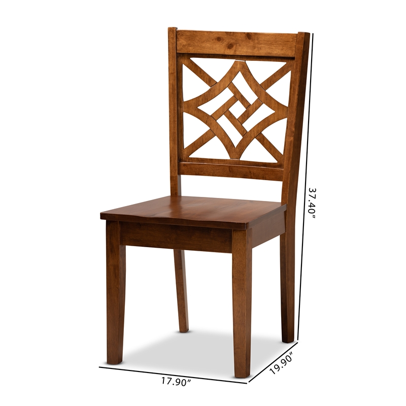 Baxton Studio Nicolette Oak Wood Dining Chair in Walnut Brown (Set of 2)