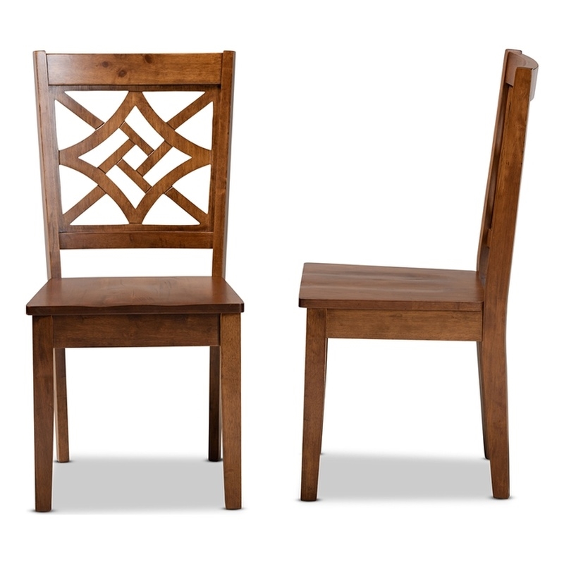 Baxton Studio Nicolette Oak Wood Dining Chair in Walnut Brown (Set of 2)