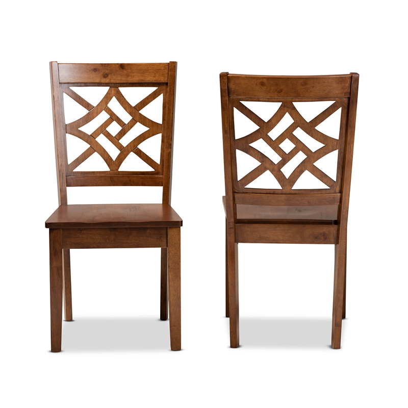 Baxton Studio Nicolette Oak Wood Dining Chair in Walnut Brown (Set of 2)