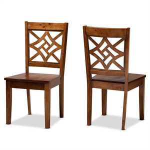 Baxton Studio Nicolette Oak Wood Dining Chair in Walnut Brown (Set of 2)