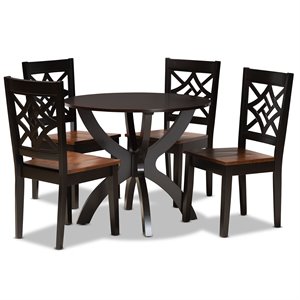 Baxton Studio Anila Brown and Walnut Brown Finished Wood 5-Piece Dining Set
