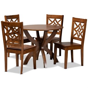 Baxton Studio Anila Walnut Brown Finished Wood 5-Piece Dining Set