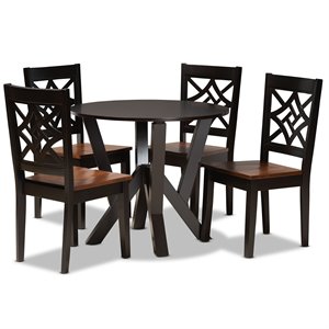 Baxton Studio Kaila Brown and Brown Finished Wood 5-Piece Dining Set