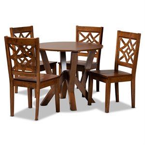 Baxton Studio Kaila Walnut Brown Finished Wood 5-Piece Dining Set